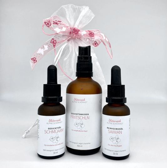 Produktbild mit den 3 Einzelgeschenken in brauner Lichtschutzflasche